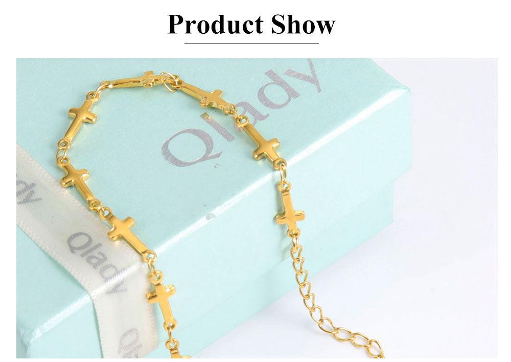 Popular Gold Color Cross Stainless Steel Jesus Christian Chain Bracelets for Women - Religious Jewellery - The Jewellery Supermarket