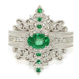 QUALITY RINGS Designer Luxury Green Round Retro Court Style AAA+ CZ Diamonds Ring - The Jewellery Supermarket