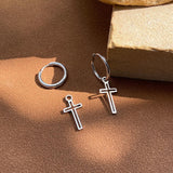 NEW New Gothic Cross Gold and Silver Plated Hoops Stainless Steel Charming Earrings - The Jewellery Supermarket