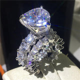 NEW Luxury Vintage Heart cut 8ct AAAA Quality CZ Diamonds Ring Set - The Jewellery Supermarket