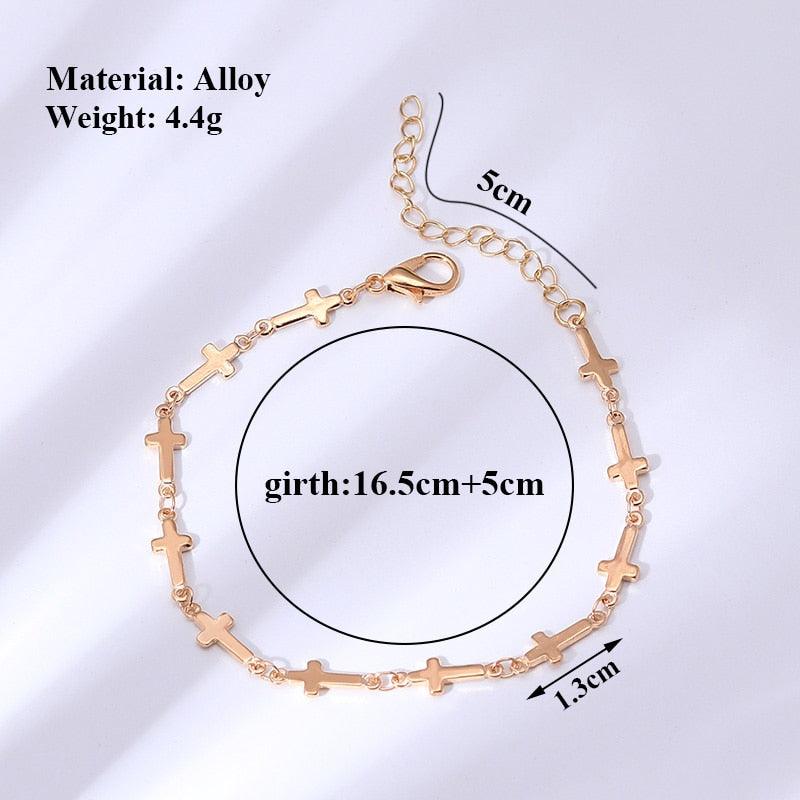 2 Color Simple Style Small Cross Bracelets Bangles for Women - Charming Christian Jewellery - The Jewellery Supermarket