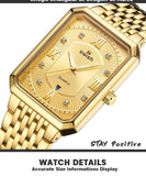 NEW ARRIVAL - Golden Luxury Rectangle Quartz Stainless Steel Bracelet Wristwatches - The Jewellery Supermarket