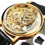 Top Brand Luxury Mechanical Transparent Golden Case Skeleton Watch for Men - The Jewellery Supermarket