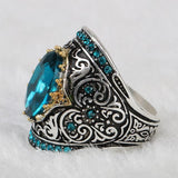 NEW VINTAGE RINGS Aquamarine Huge Oval Gemstones Hyperbole Design Size US 6-10 Ring - The Jewellery Supermarket