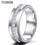 NEW Inlaid Cubic Zirconia Trendy High Polish Mens Tungsten Wedding Rings - High Quality Eternity Ring - The Jewellery Supermarket