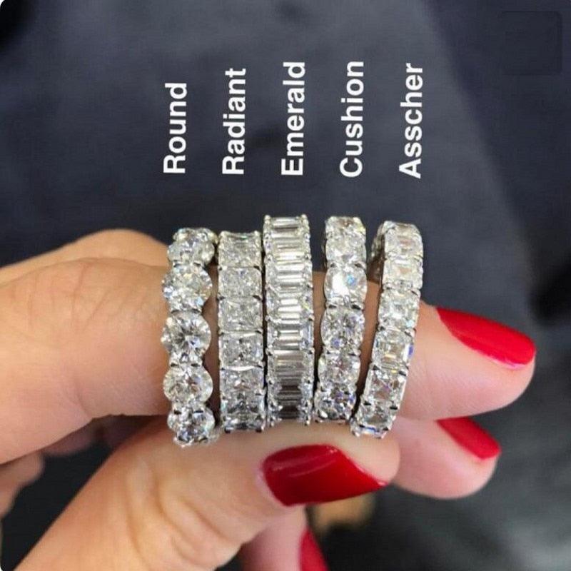 NEW Multiple Cutting Luxury AAAA Cz Diamonds Eternity Promise Ring - The Jewellery Supermarket