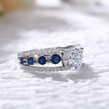 Impressive New Luxury Blue Color Designer AAA+ Cubic Zirconia Diamonds Fashion Ring - The Jewellery Supermarket