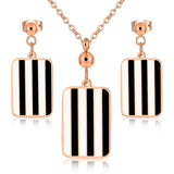 Vintage Style Gold Colour White Black Shell Stainless Steel Tag Pendant Necklace and Earrings Sets for Women
 Clavicle Necklaces Jewellery - The Jewellery Supermarket