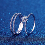 Attractive 2pcs Solid 0.5ct VVS1 14K WGP High Quality Moissanite Diamonds Rings Set - Luxury Jewellery - The Jewellery Supermarket