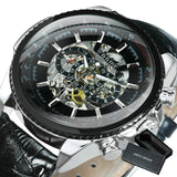 NEW - Luxury Men Silver Gold Skeleton Automatic Mechanical Wrist Military Watch - The Jewellery Supermarket