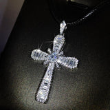 Exquisite White AAA Zircon Crystals Cross Pendant Necklace - Women's 925 Silver Geometric - Religious Jewellery - The Jewellery Supermarket