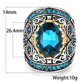 NEW VINTAGE RINGS Aquamarine Huge Oval Gemstones Hyperbole Design Size US 6-10 Ring - The Jewellery Supermarket
