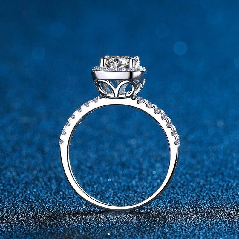 0.5-2CT Sterling Silver Genuine Moissanite Ring for Women VVS Diamond Engagement Ring Anniversary Promise Rings Bridal Jewelry - The Jewellery Supermarket