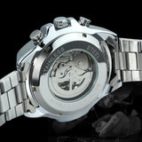 NEW - Luxury Men Silver Gold Skeleton Automatic Mechanical Wrist Military Watch - The Jewellery Supermarket