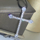 NEW ARRIVAL - Classic Retro 925 Silver Shiny AAA+ Cubic Zirconia Diamonds Cross For Women - The Jewellery Supermarket