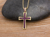 NEW AAA+ Cubic Zirconia Diamonds 4 Colors Choice Cross Blue/Purple/Green/Gold Crystal Necklaces - The Jewellery Supermarket