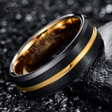 New - Electroplated Black + Gold Frosted Surface Tungsten Carbide Ring - 100% Genuine Wedding Ring