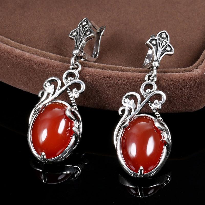 New Boho Natural Stone Necklace Earring for Women - Tibetan Silver Fashion Jewellery Set - The Jewellery Supermarket