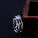 Glamorous Luxury Gold Silver Color Geometry AAA+ Cubic Zirconia Diamonds Fashion Ring - The Jewellery Supermarket