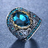 NEW VINTAGE RINGS Aquamarine Huge Oval Gemstones Hyperbole Design Size US 6-10 Ring - The Jewellery Supermarket