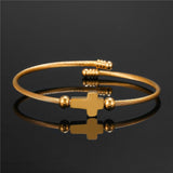 Stylish Stainless Steel Cuff Unisex Religious Faith Open Cross Bangles Bracelets - Religious Jewellery