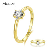 Elegant Silver Classic Charm Emerald Cut AAA+ Zirconia Diamond Ring - The Jewellery Supermarket