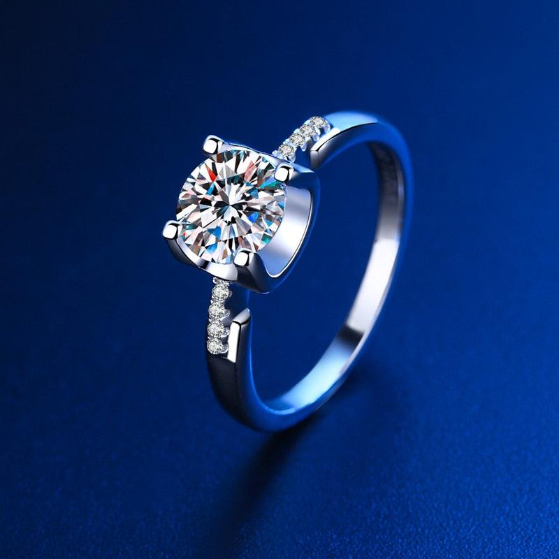 Excellent 1CT 2CT Round Brilliant Real High Quality Moissanite Solitaire Wedding Ring - Luxury Jewellery - The Jewellery Supermarket