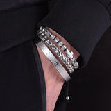 Stainless Steel Beaded Charming Cross Bracelets - Handmade Men Women Prayer Chain Jewellery - The Jewellery Supermarket