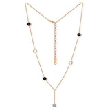 Trendy Rose Gold Color Stainless Steel AAA+ Cubic Zirconia Round Circle Tassel Necklace - The Jewellery Supermarket