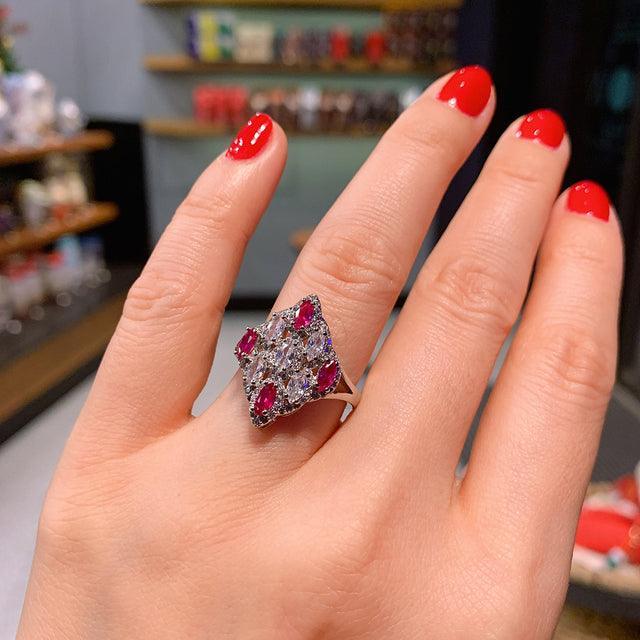 NEW ARRIVAL - Luxury Vintage Lab Ruby Gemstone High Carbon Diamond Jewellery Set - The Jewellery Supermarket