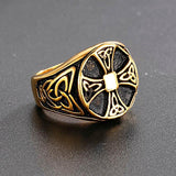Men's Stainless Steel Rings Celtic Knot Solar Cross Ring - Silver Black Vintage Ring Jewellery for Men