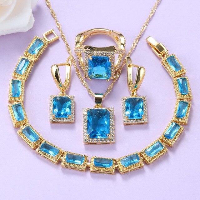 NEW ARRIVAL Gold-Color Romantic Multicolour AAA Crystal Wedding Jewellery Sets - The Jewellery Supermarket