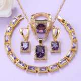 NEW ARRIVAL Gold-Color Romantic Multicolour AAA Crystal Wedding  Jewellery Sets
