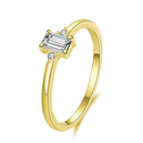 Elegant Silver Classic Charm Emerald Cut AAA+ Zirconia Diamond Ring - The Jewellery Supermarket