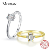 Elegant Silver Classic Charm Emerald Cut AAA+ Zirconia Diamond Ring - The Jewellery Supermarket