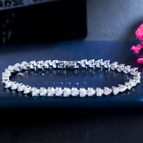 CHARMING Heart Shape AAA+ Cubic Zircon Simulated Diamonds Classic Link Chain Tennis Bracelets - The Jewellery Supermarket