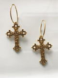 Quality Fashion Large Antique Gothic Christian Cross Hoop Earrings - Ideal Jewellery Gifts for Women - The Jewellery Supermarket