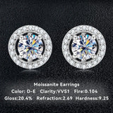 Gorgeous 0.5Carat ♥︎ High Quality Moissanite Diamonds ♥︎ Halo Platinum Plated Stud Earrings for Women - The Jewellery Supermarket