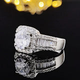 New arrivals Designer Luxury Round Cut Halo Silver color AAA+ Quality CZ Diamonds Ring - The Jewellery Supermarket