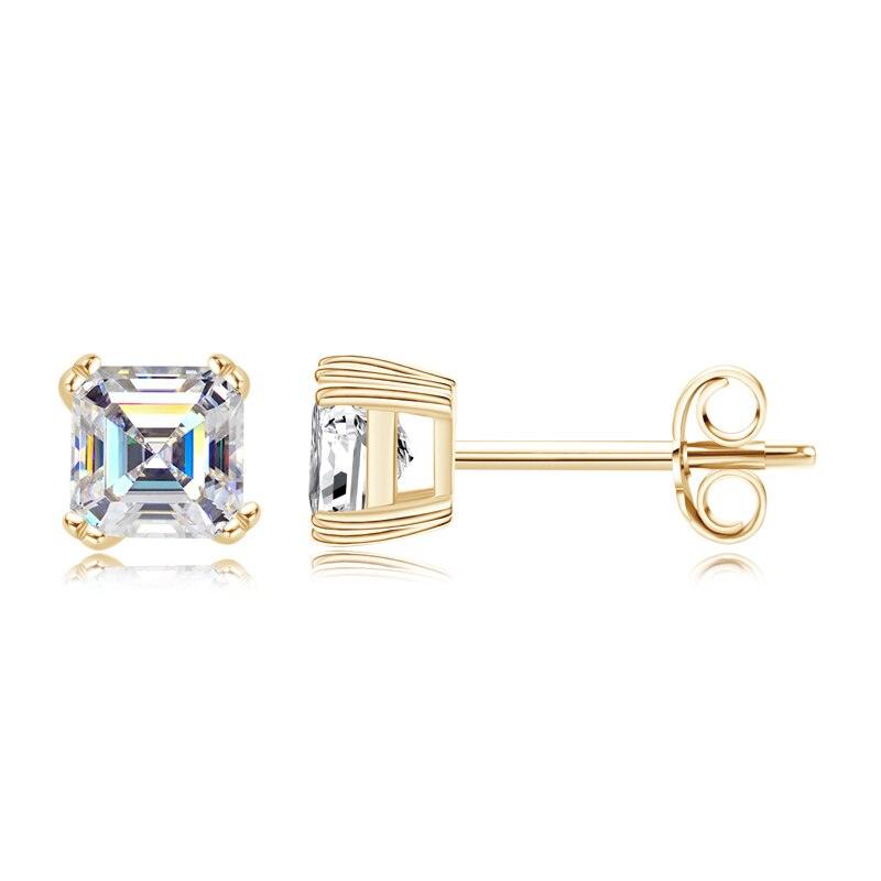 Brilliant Asscher Cut 1.0 ct D Color ♥︎ High Quality Moissanite Diamonds ♥︎ Four Claws Gemstone Stud Earrings - The Jewellery Supermarket