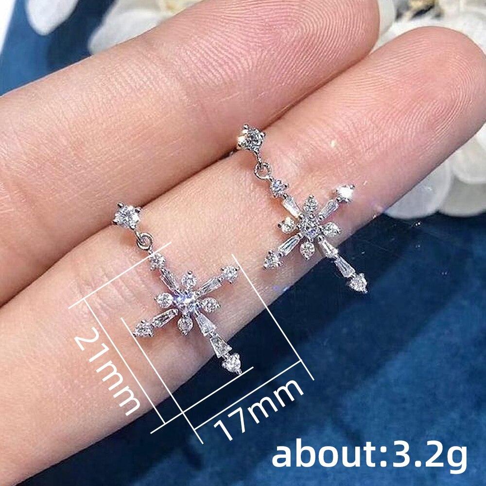 Charming Fancy Cross Dangle Earrings with Crystal Cubic Zirconia - Best Selling Religious Jewellery - The Jewellery Supermarket