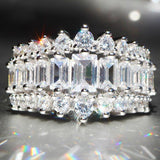 QUALITY RINGS New Arrival Luxury Rectangle Round AAA+ Cubic Zirconia Diamonds Fashion Ring - The Jewellery Supermarket