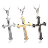 Classic Style Stainless Steel Christian Cross Pendant Necklace - Bible Amulet Banquet Jewellery - The Jewellery Supermarket