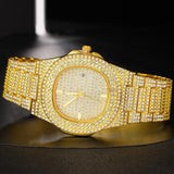 New Hip Hop Iced Out Square Simulated Diamonds Watch - Sparkling Quartz Fashion Classic Watches