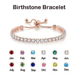 CHARMING Adjustable Colorful Birthstone AAA CZ Crystals MUlticolour Tennis Bracelets for Women
