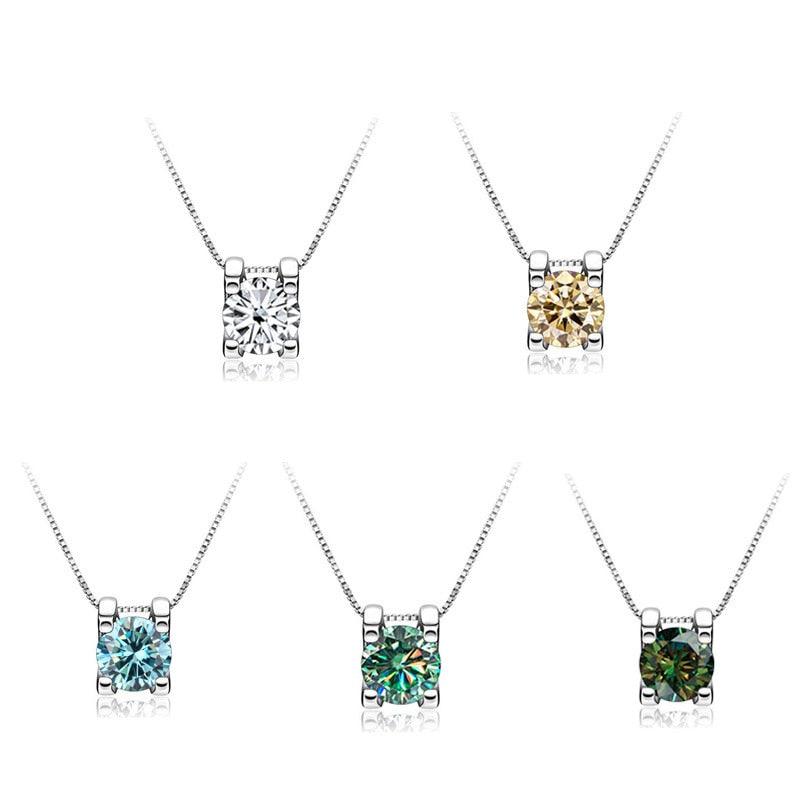 Super Real 1ct/2ct D Colour VVS Round Cut Multi Colour High Quality Moissanite Diamonds Necklaces Fine Jewellery - The Jewellery Supermarket