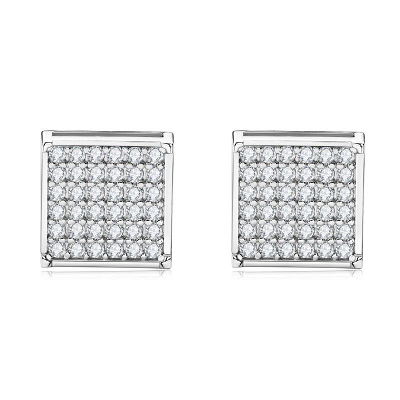 Fine Jewellery D Color ♥︎ High Quality Moissanite Diamonds ♥︎ Square Stud Earrings for Women and Men - The Jewellery Supermarket