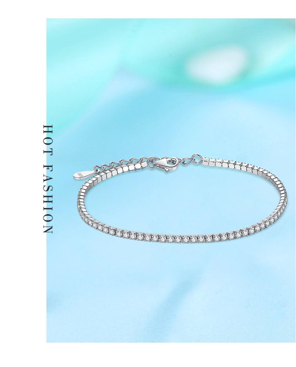 SPLENDID 925 Sterling Silver AAA+ Cubic Zirconia Tennis Charm Bracelets For Women - The Jewellery Supermarket