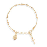 New Fashion Women Religious VirNew Fashion Religious Virgin Mary and Cross Pendant Beads Chain Bracelet