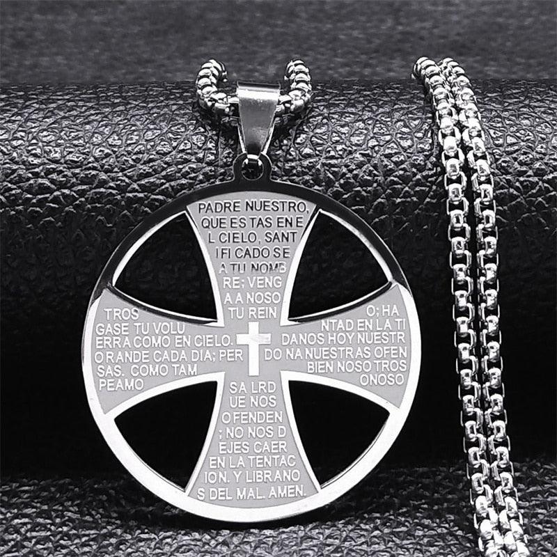 NEW Christian Bible Cross Chain Stainless Steel Big Religious Pendants Necklaces - The Jewellery Supermarket
